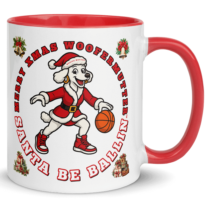WooferMutter™ Santa Be Ballin Xmas Mug - Poodle White product image (7)