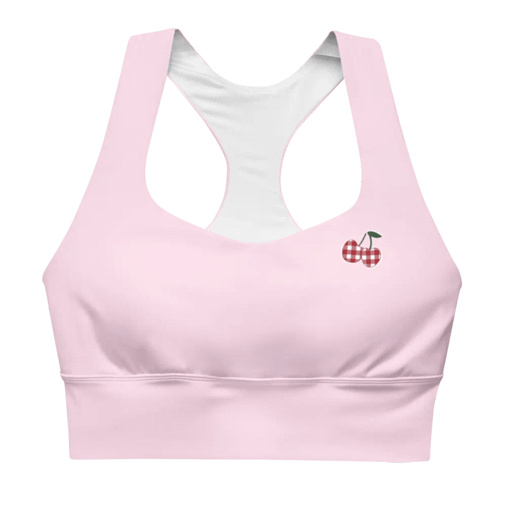 Pink Gingham Cherry Sports Bra product image (1)