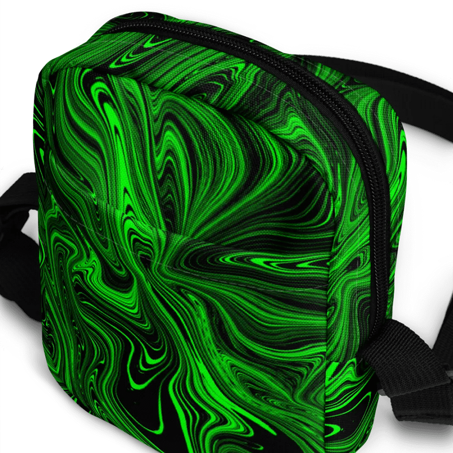 Utility Crossbody Bag - Green and Black Fluid Swirls product image (6)