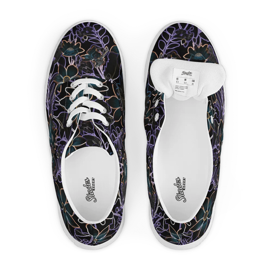 Trippy Dark Florals/Women's Lace-Up Canvas Shoes by Allcolor product image (5)