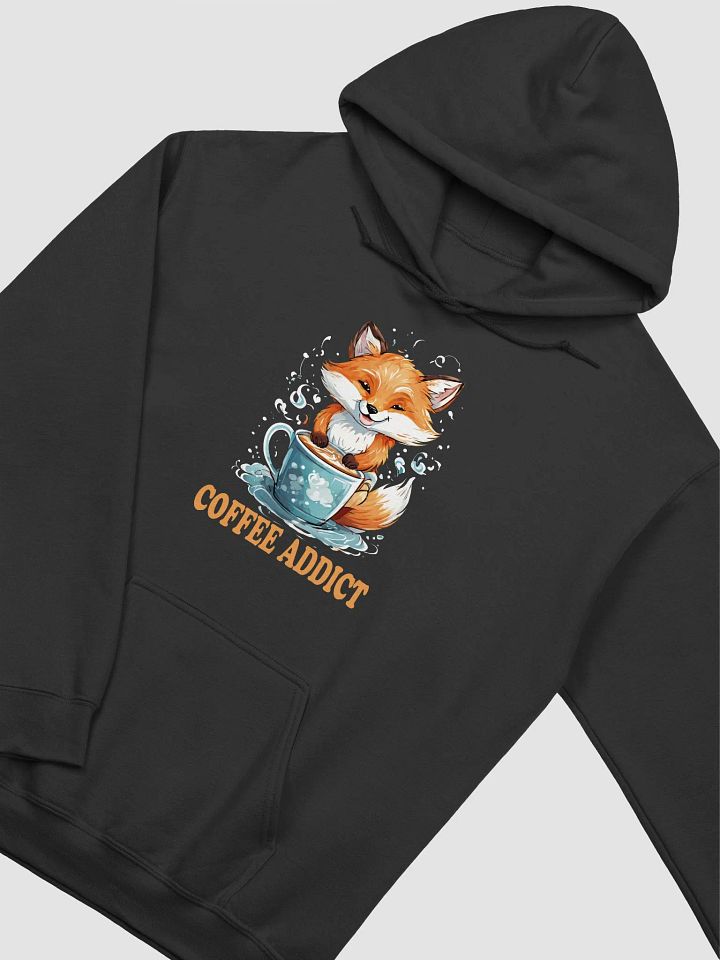 Coffee Addict Funny Hoodie – Cute Fox Holding Coffee Cup | Gildan Unisex Classic Hoodie for Coffee Lovers product image (2)