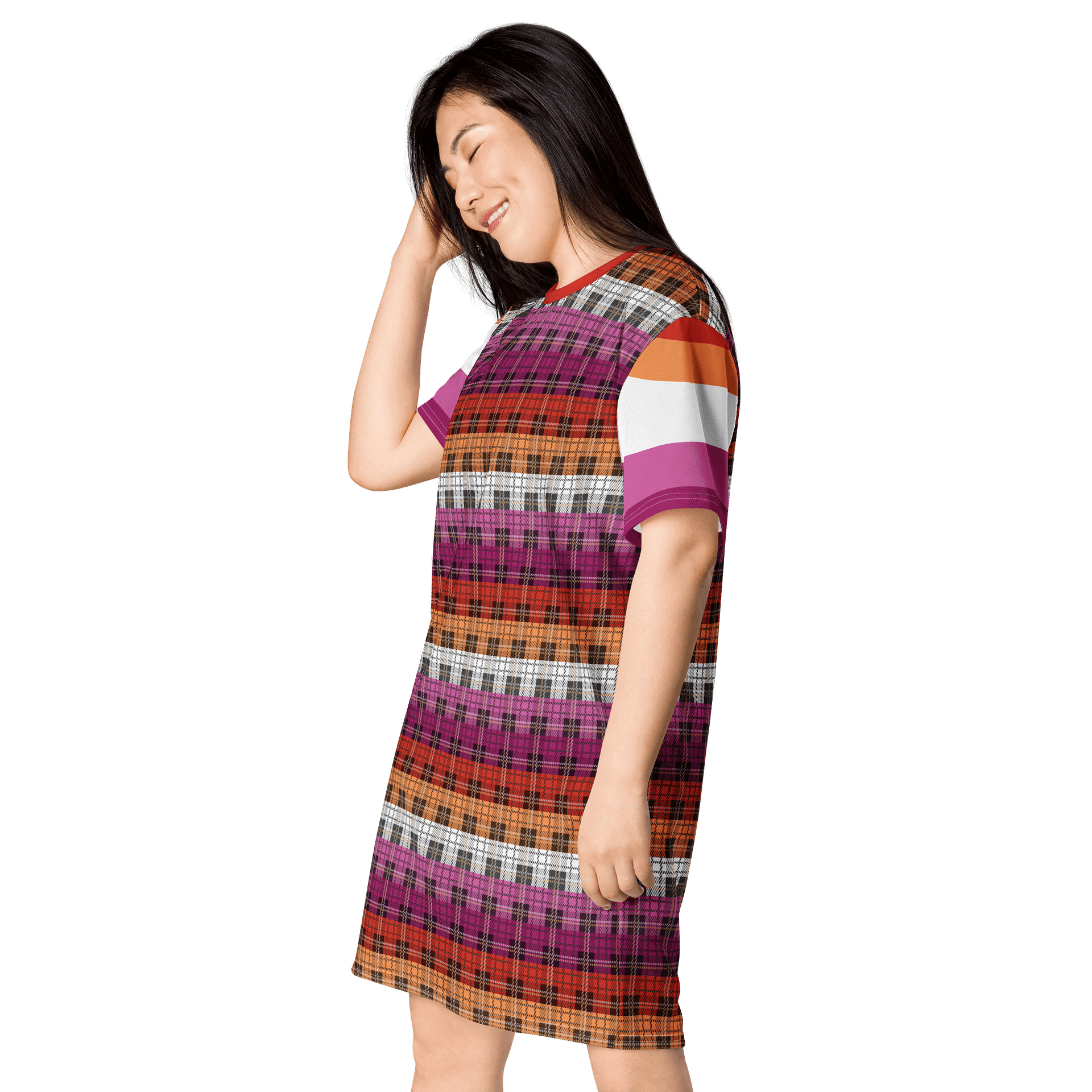 Lesbian Pride Plaid T-shirt Dress product image (3)