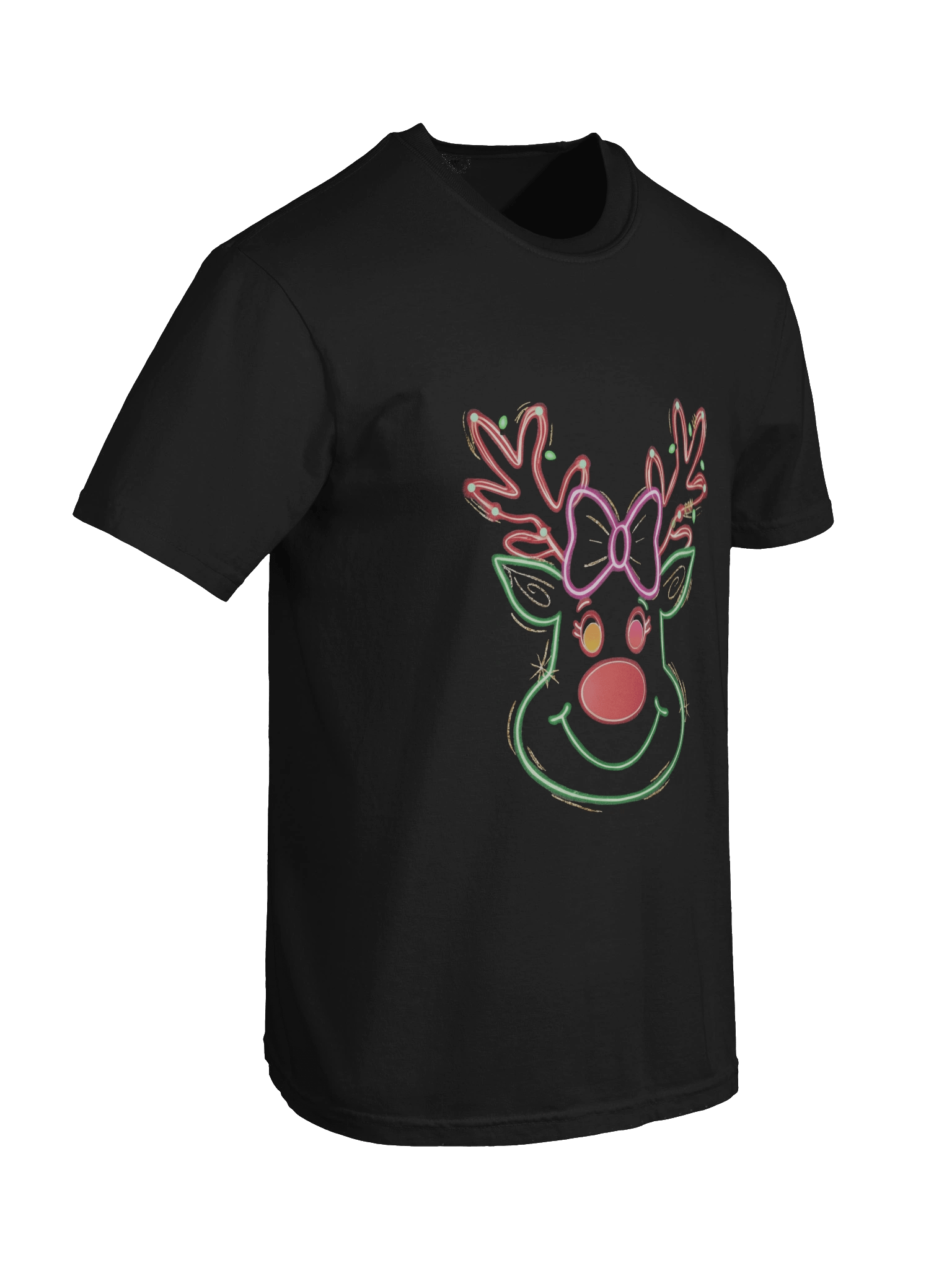 Neon Glow Reindeer T-Shirt | Heavyweight Cotton Festive Tee product image (5)