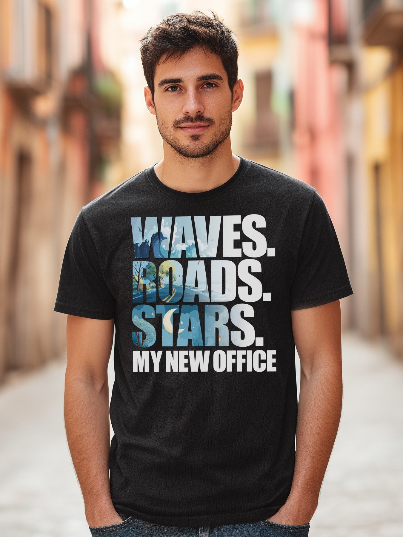🌊🛣️⭐ My New Office Waves Roads Stars product image (1)