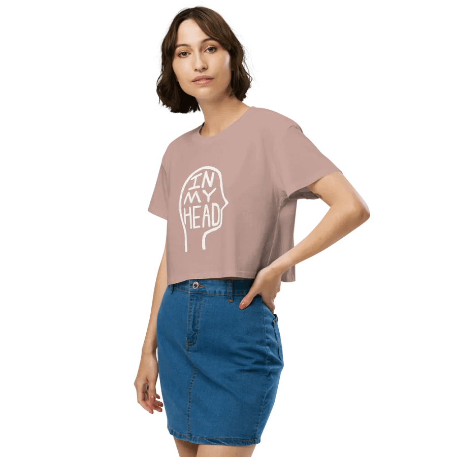 In My Head (white design) printed cotton crop top product image (4)