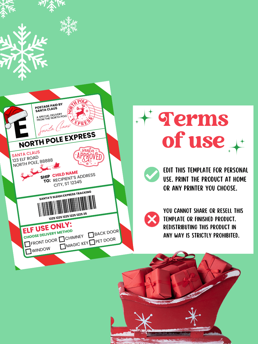 SANTA EDITABLE SHIPPING LABEL product image (10)