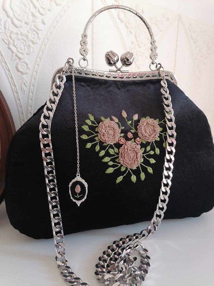 Black velvet with Brown flowers product image (2)