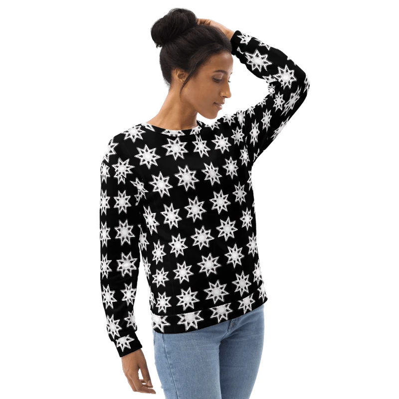 Abstract White Repeating Stars Unisex All Over Print Sweatshirt product image (13)