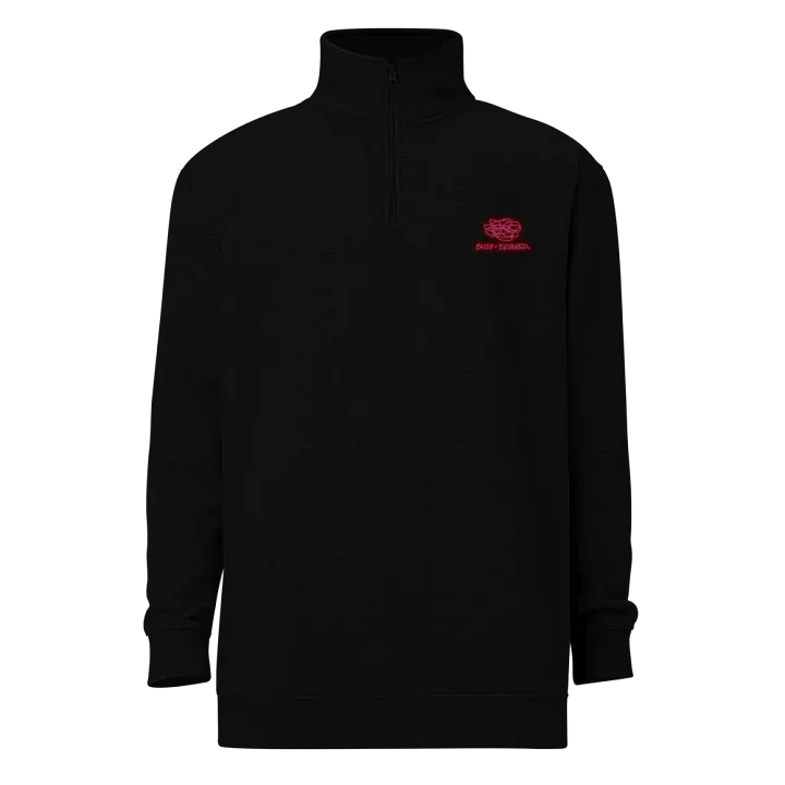 BUSY-BRAINED (rose design) embroidered quarter zip product image (2)