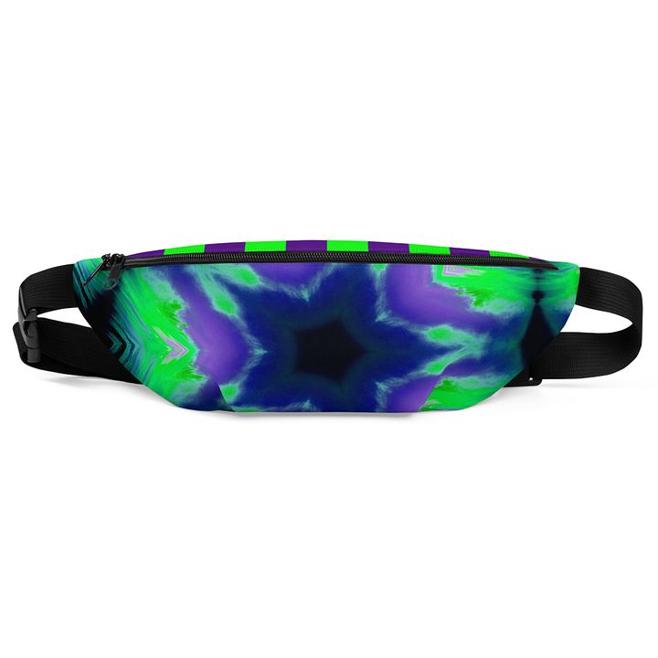 Sea Witch Circus Stripes Fanny Pack, Twisted Star Strange Bag, Green Purple Blue Weird Carnival Accessory product image (1)