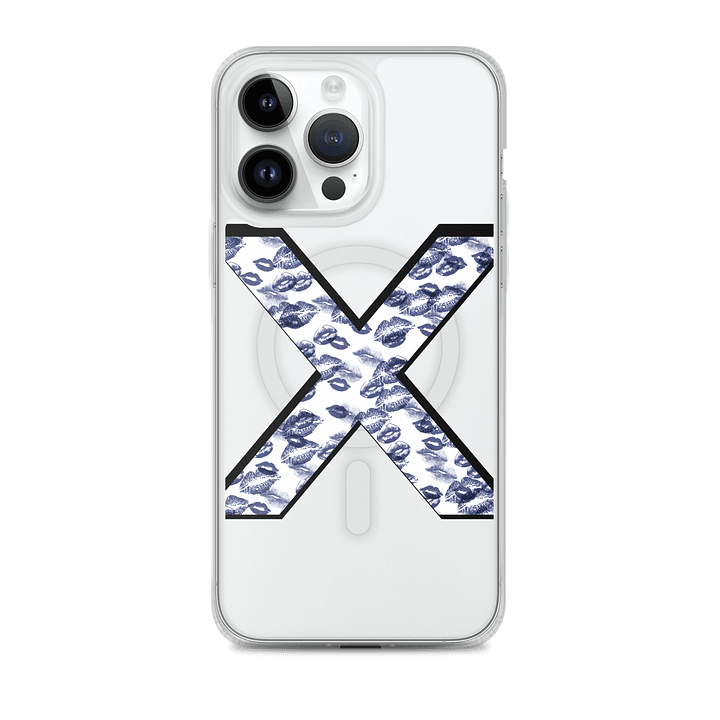 White X Dark Blue Lipstick Kisses Phone Case product image (1)