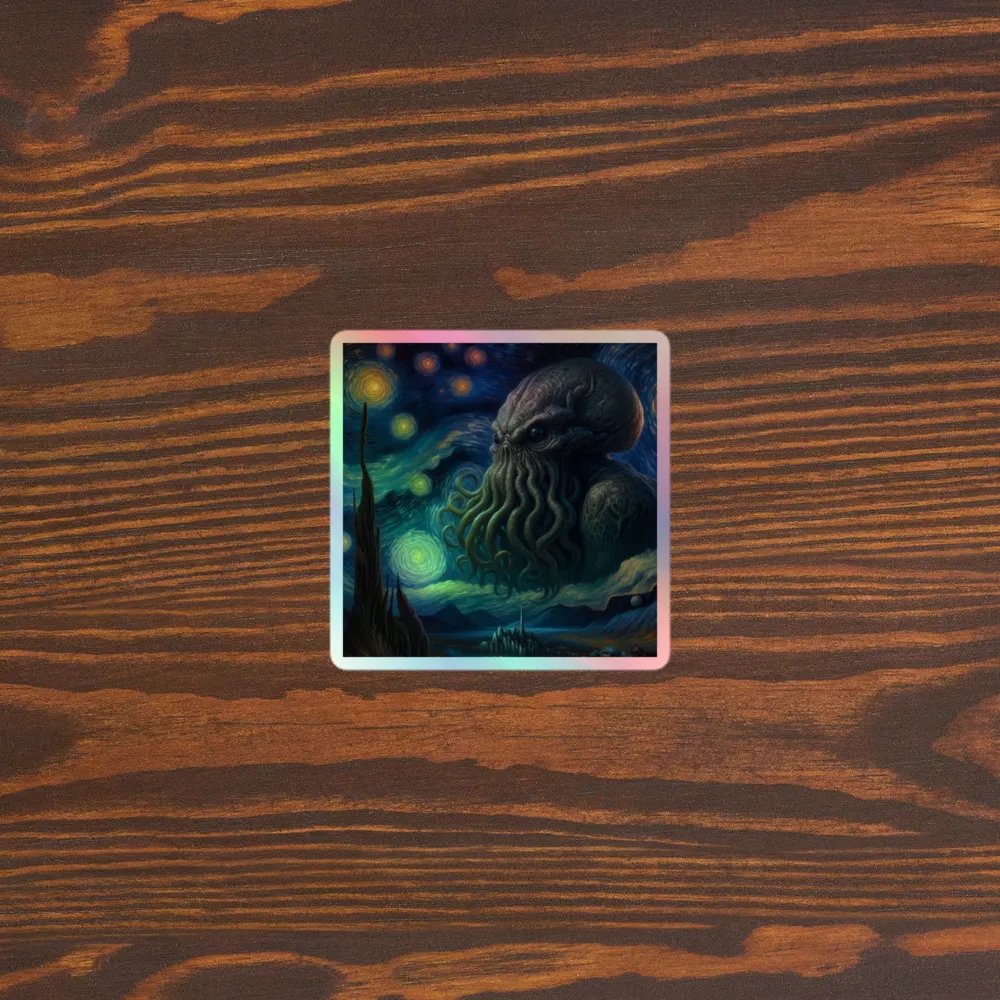 Starry Nights with Realistic Cthulhu Holo Sticker product image (5)