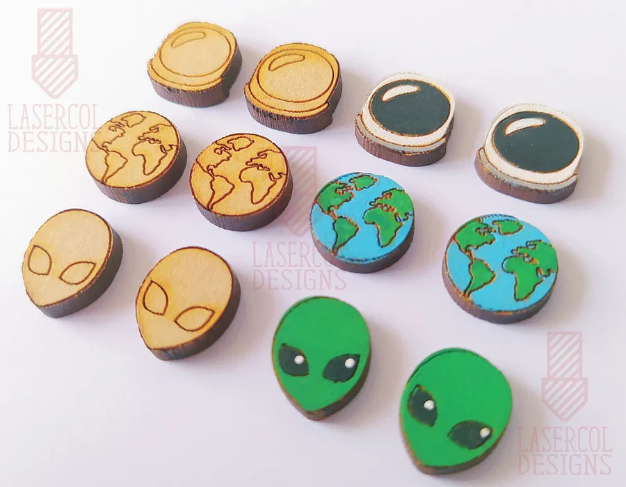 Space Cut Outs and Stud Earrings - Laser Cut Files product image (9)