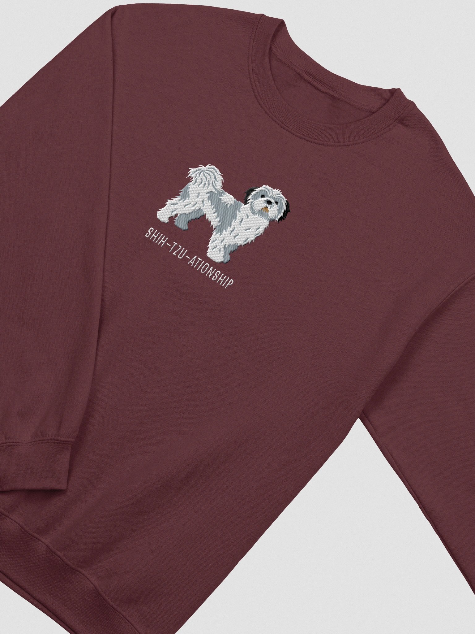 Shih-Tzu-ationship Sweatshirt (Embroidered) of a Shih Tzu(Blue & White) product image (6)