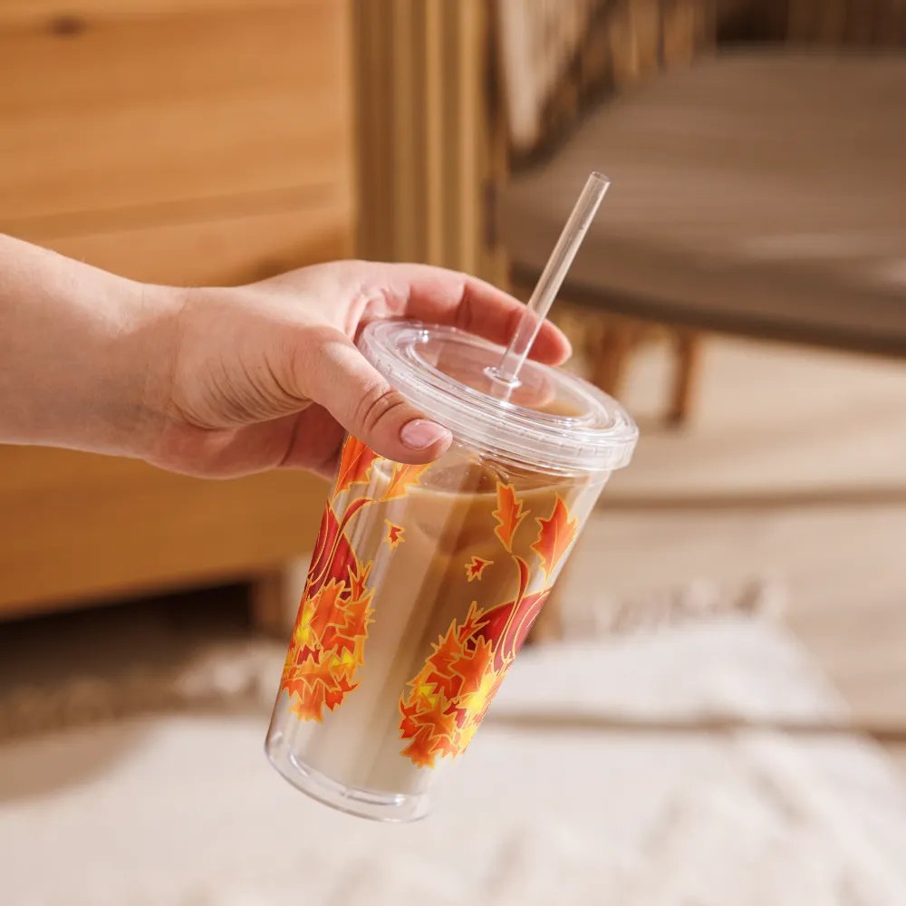 Leafpile Cuttle Tumbler with straw - double sided product image (12)