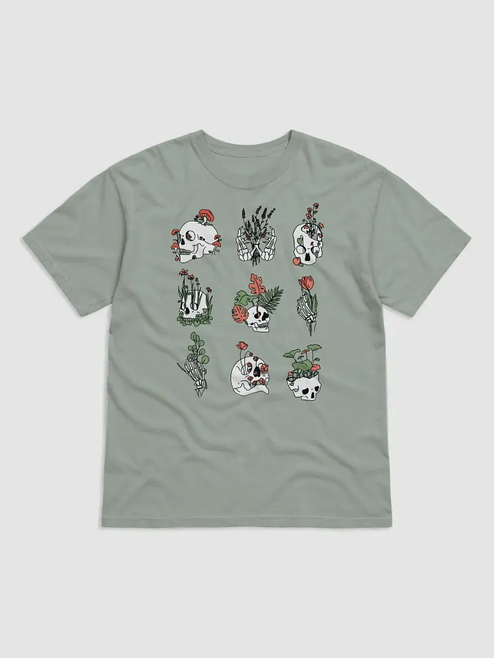 A Grid of Skulls and Skeletons Plant Lover Shirt | Goblin Core, Fairy Core, and Botanicals T-Shirts product image (2)