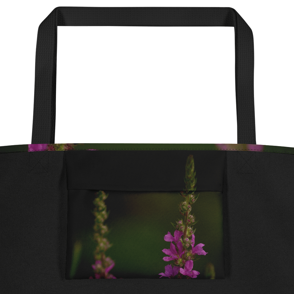 Große Tragetasche - Lila Blüten mit dunklem Hintergrund product image (3)