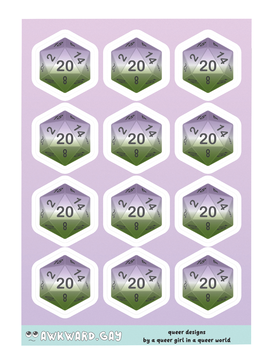 Gendequeer Pride D20 Sticker Sheet product image (3)
