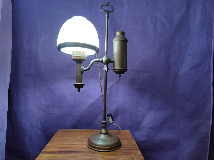 Candeeiro de mesa, candeeiro de óleo de baleia, antigo, século XIX, peça de iluminação, mesa de entrada estreita product image (9)