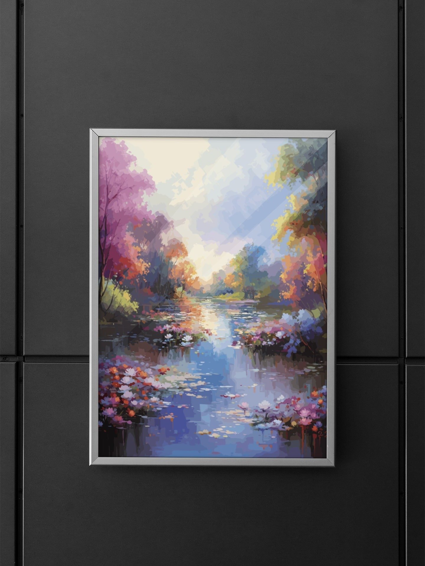 Impressionist River Landscape Art Poster, Colorful Autumn Water Scene, Serene Nature Print for Relaxing Home and Office Decor product image (5)