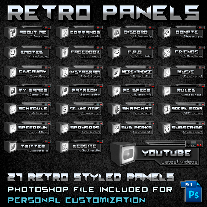 Twitch panels Retro - 27 variants included product image (2)