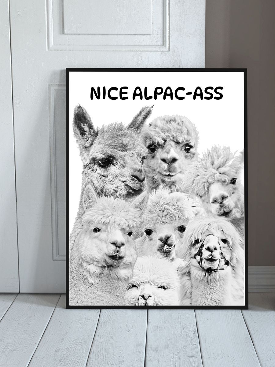 Black and White Alpacas Bathroom Downloadable Wall Art product image (6)