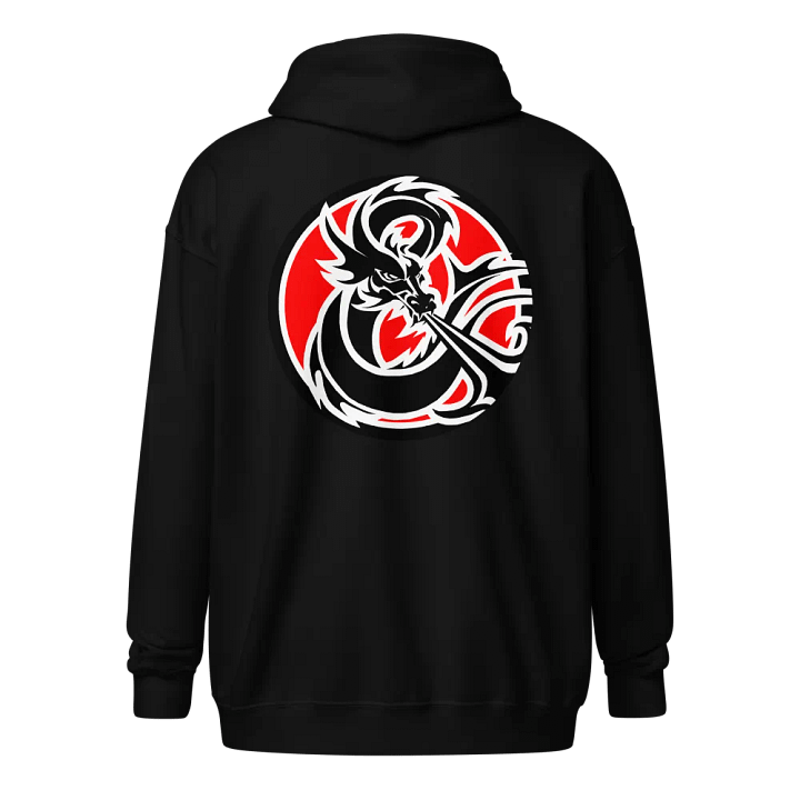 ELFSAR ZIP HOODIE Round Logo Black & White on Red product image (1)