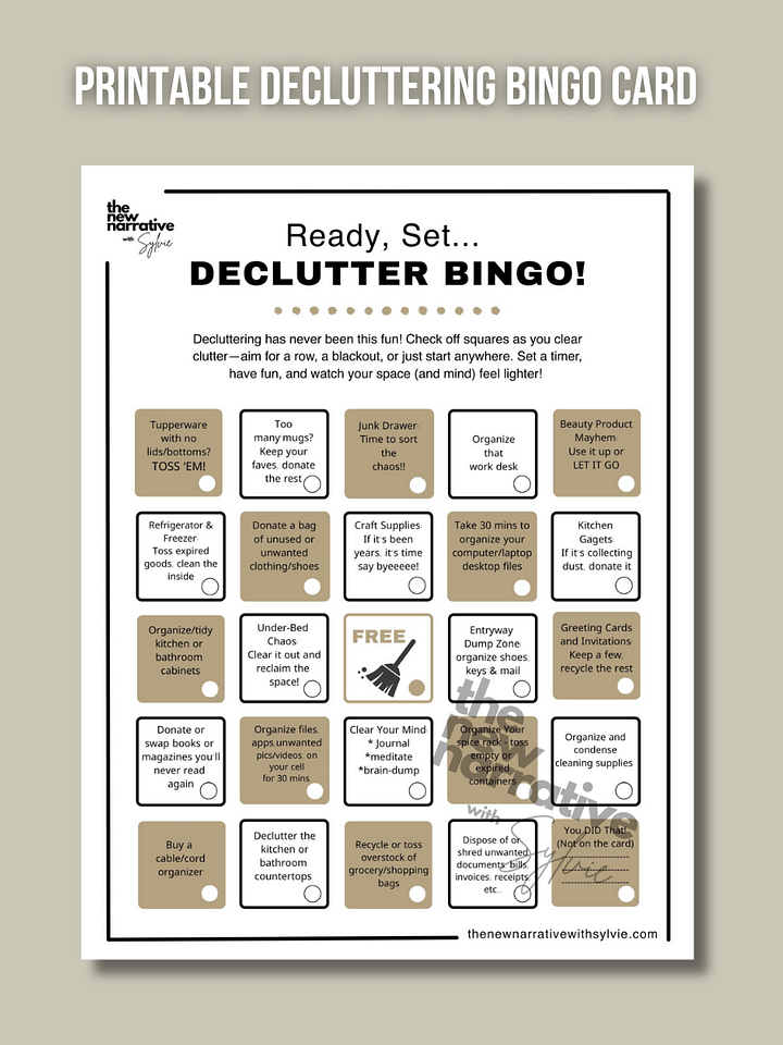 Printable Decluttering BINGO Card product image (1)