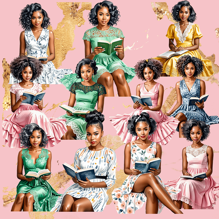 Elegant Book Lovers Ladies Sitting product image (2)