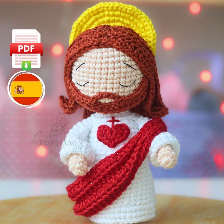 Jesús amigurumi tejido a mano: Patrón digital exclusivo para creaciones con fe (Descarga digital) product image (1)