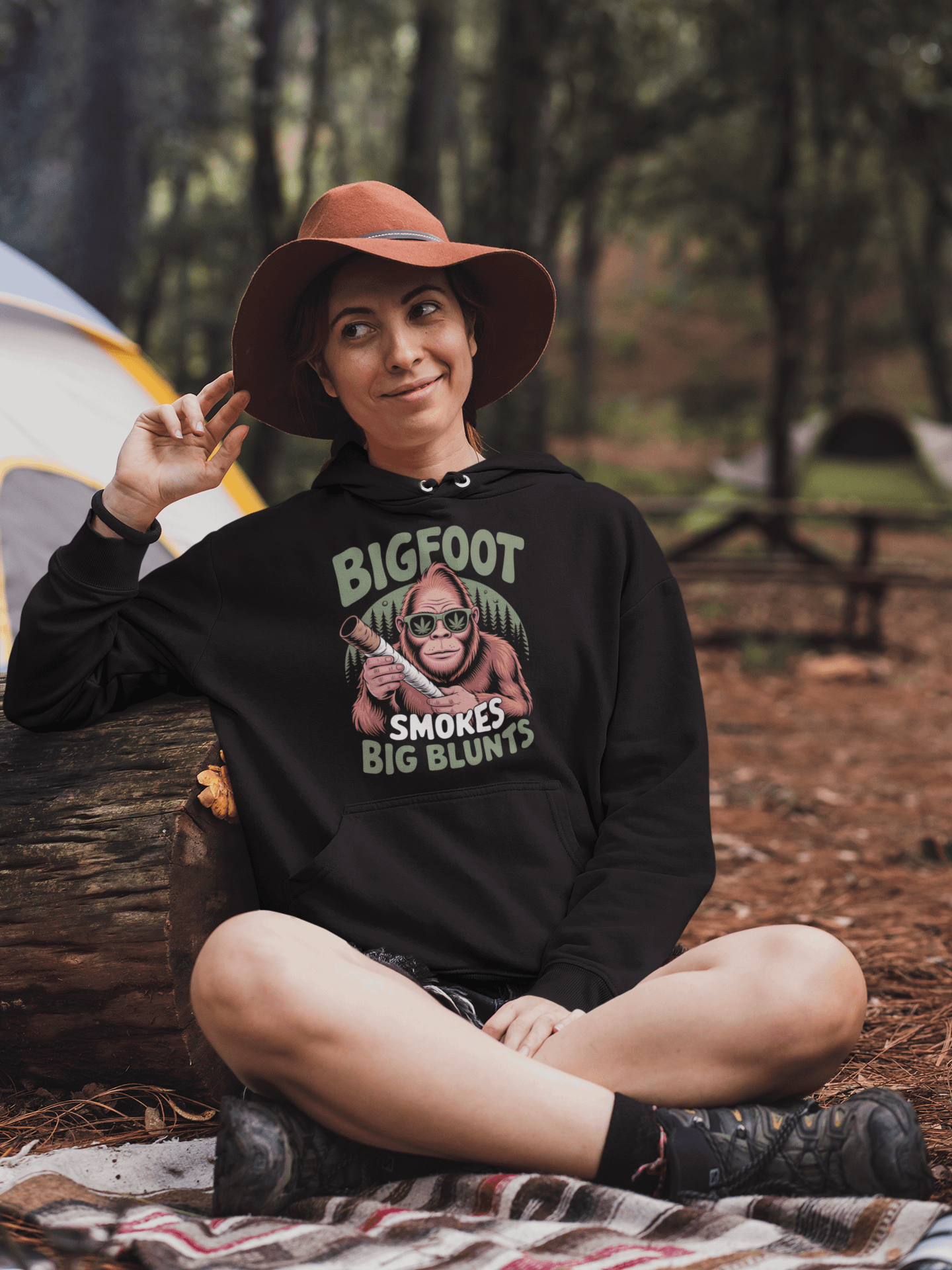 Bigfoot Smokes Big Blunts | Funny Sasquatch Cannabis Hoodie | Premium Unisex Fit product image (1)