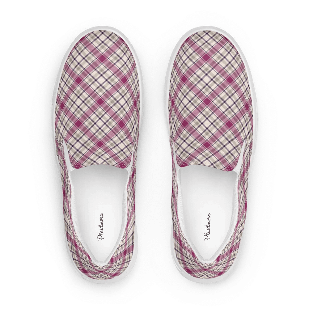 Magenta and Gray Plaid Women's Slip-On Shoes product image (1)
