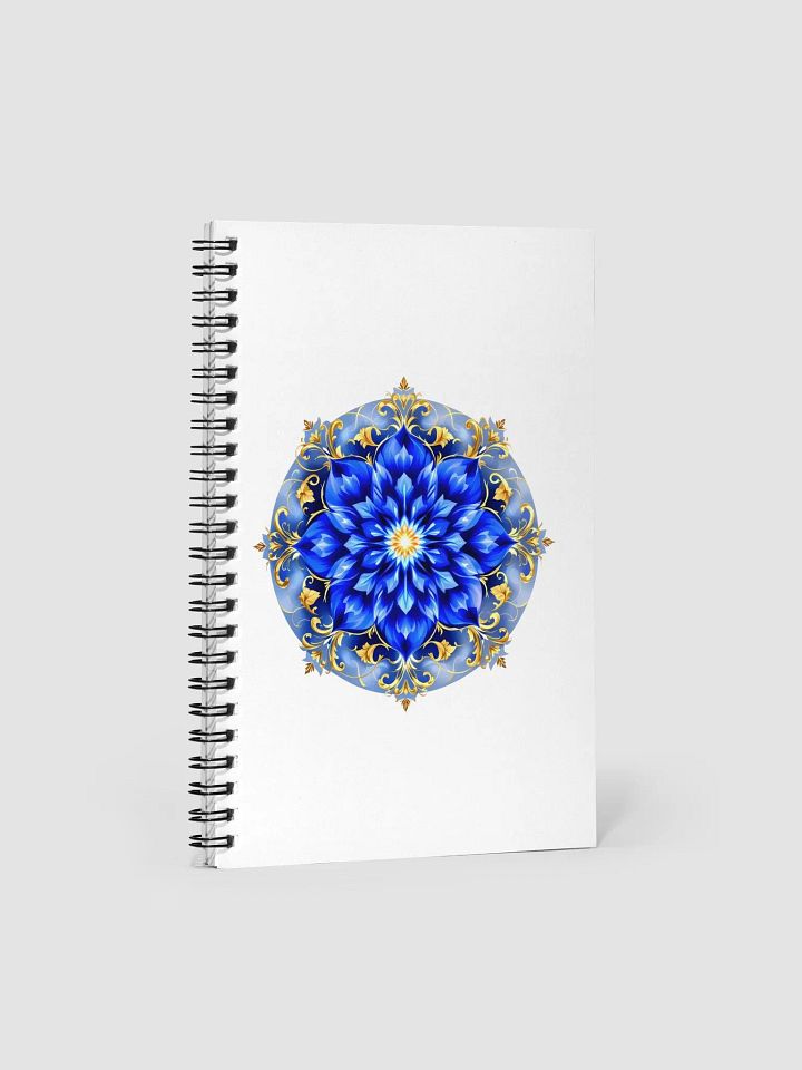 Blue Jasmine Glow Spiral Notebook – Elegant Floral Design with Gold Accents product image (1)