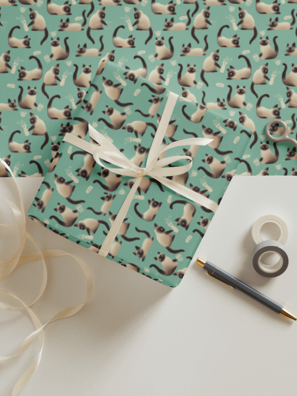 Bad Siamese Cats Knocking Stuff Over Wrapping Paper, 3 Pack product image (1)