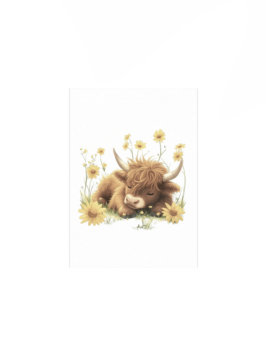 Highland Cow Yellow Wildflower Nursery Print product image (2)
