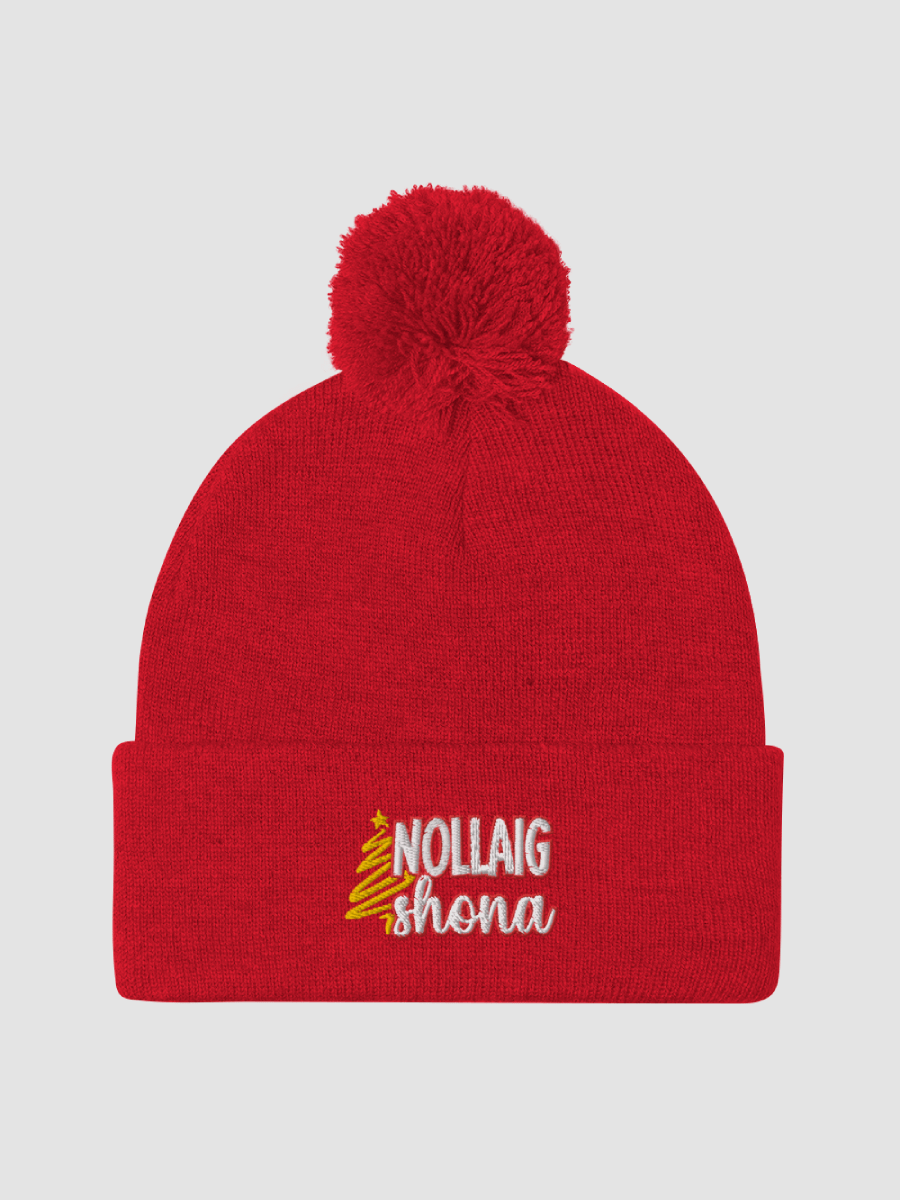 Irish Language Christmas Pom-Pom Beanie with Puffy Embroidery product image (3)