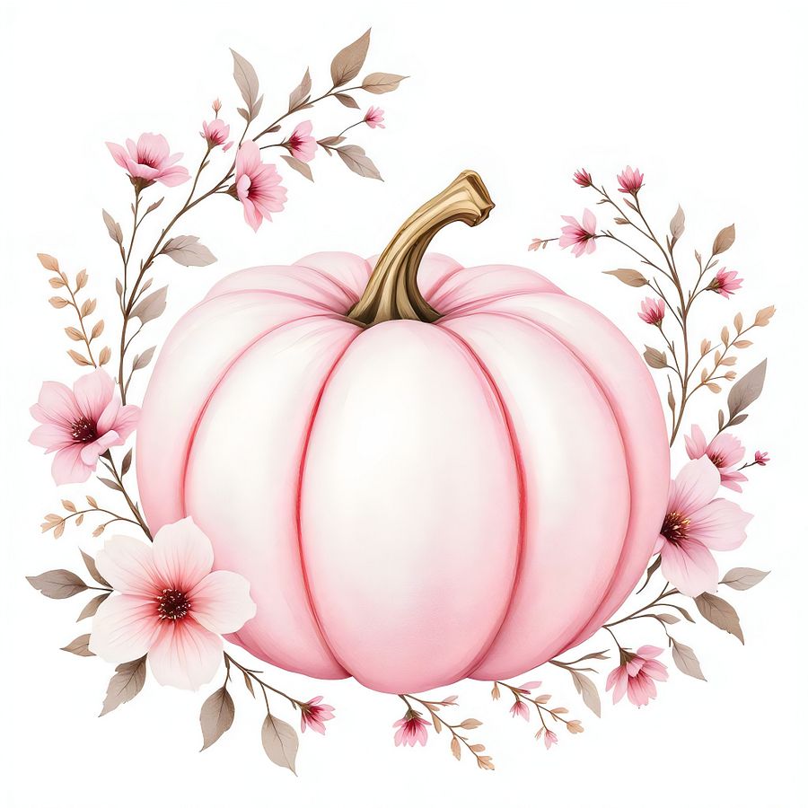 Free 20 Pink Floral Pumpkin Digital Clipart - Charming Designs for Creative Projects and Decor product image (7)