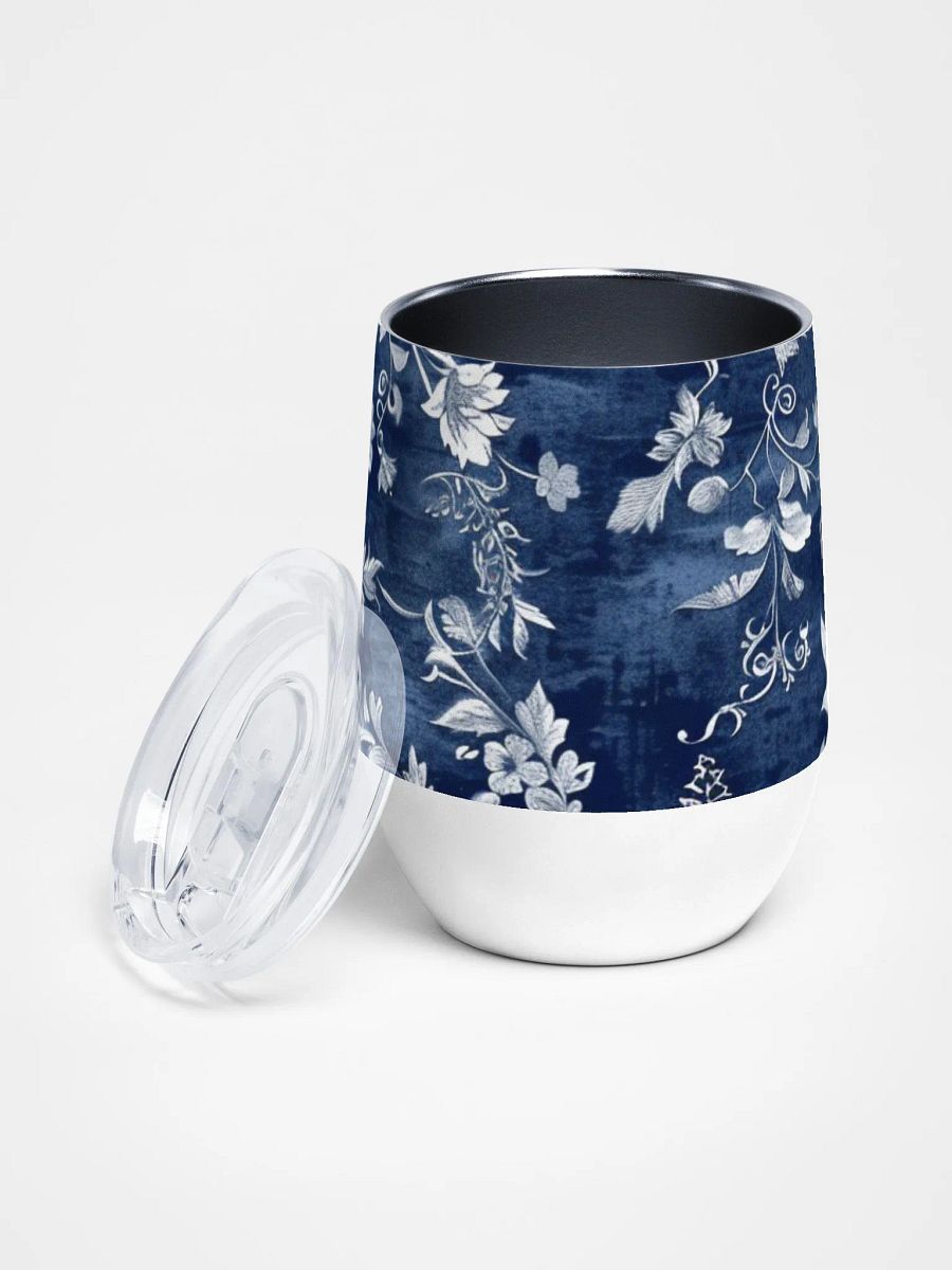 Blue Floral Festive Holiday Wine Tumbler product image (2)