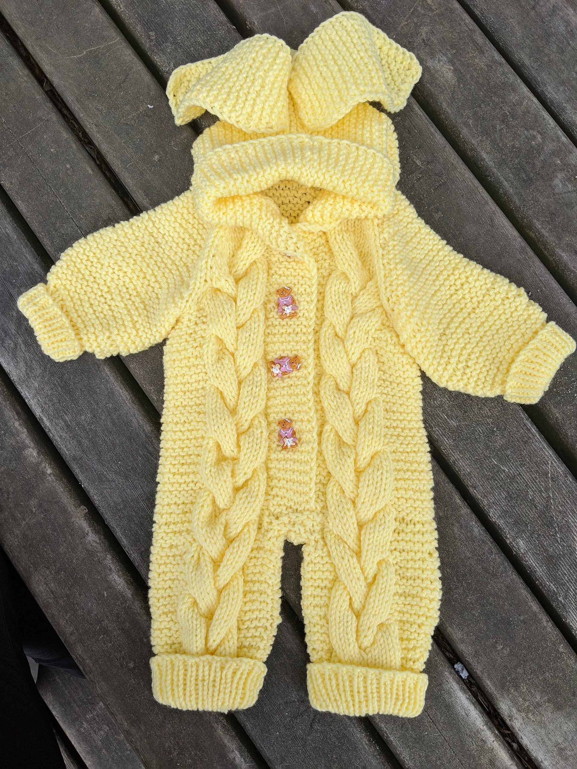 Cable Knit Baby Romper Knitting Pattern: Bunny Style Overall product image (5)