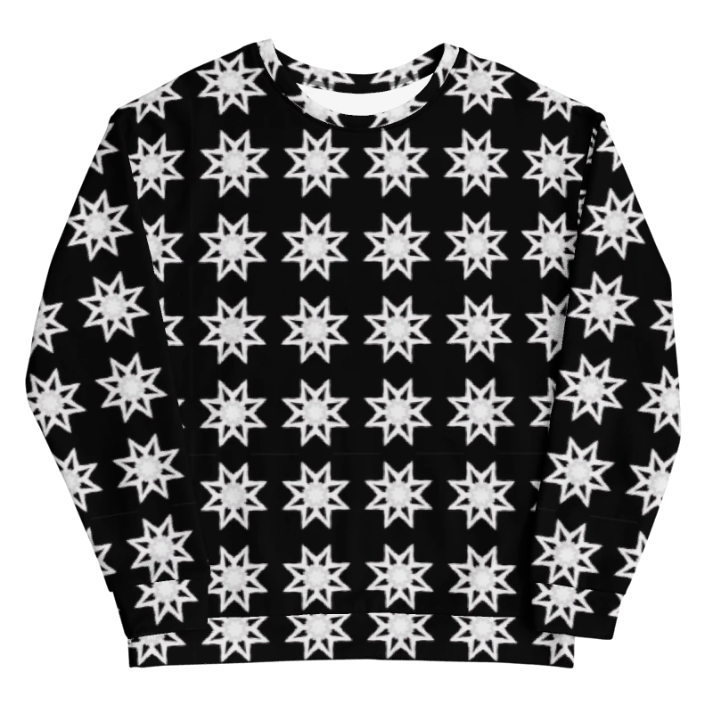 Abstract White Repeating Stars Unisex All Over Print Sweatshirt product image (16)