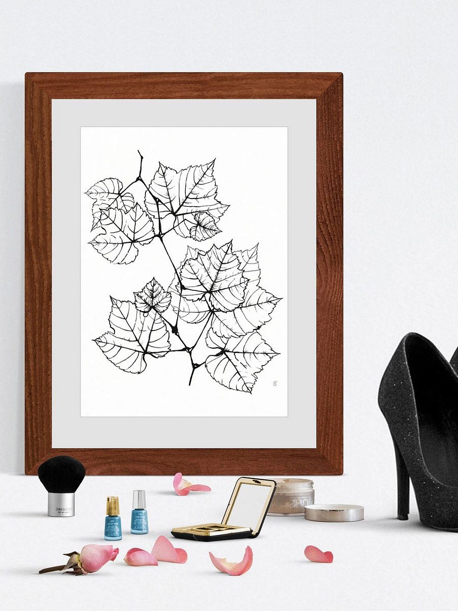 Veined Botanical Branch Matte Poster - Grape Leaves Elegant product image (6)