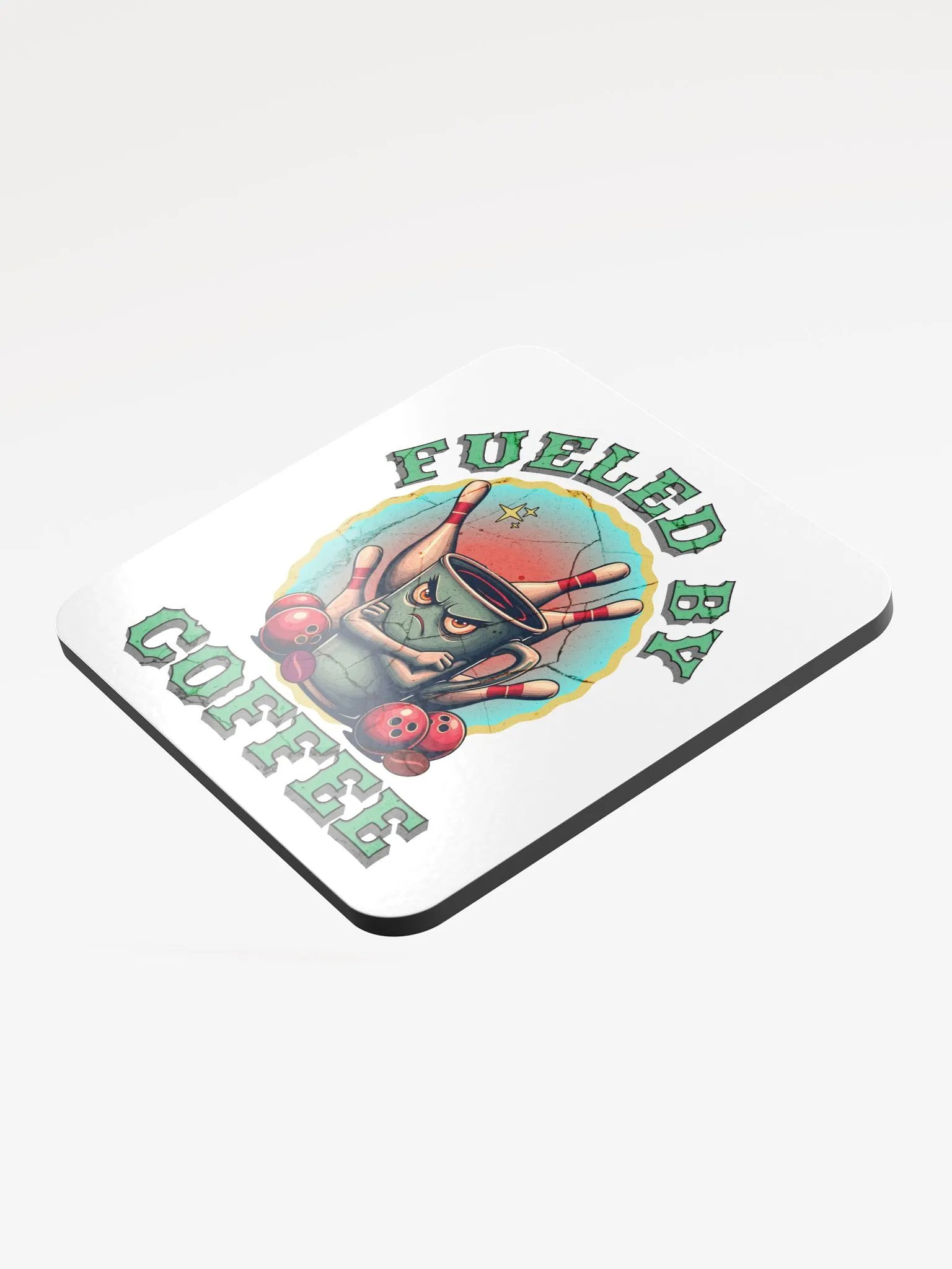 Fueled by Coffee Bowling Glossed Cork Coaster product image (4)