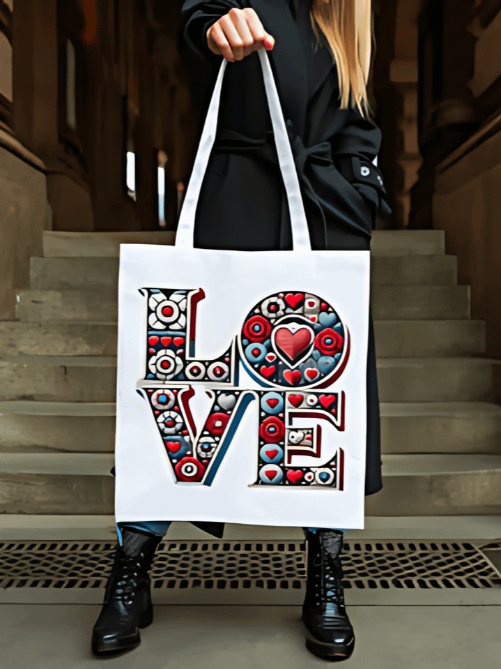 Love Tote Bag Sublimation Graphic – Romantic Valentine’s Day Artwork for Tote Bags – Instant Digital Download – 300 DPI PNG product image (1)