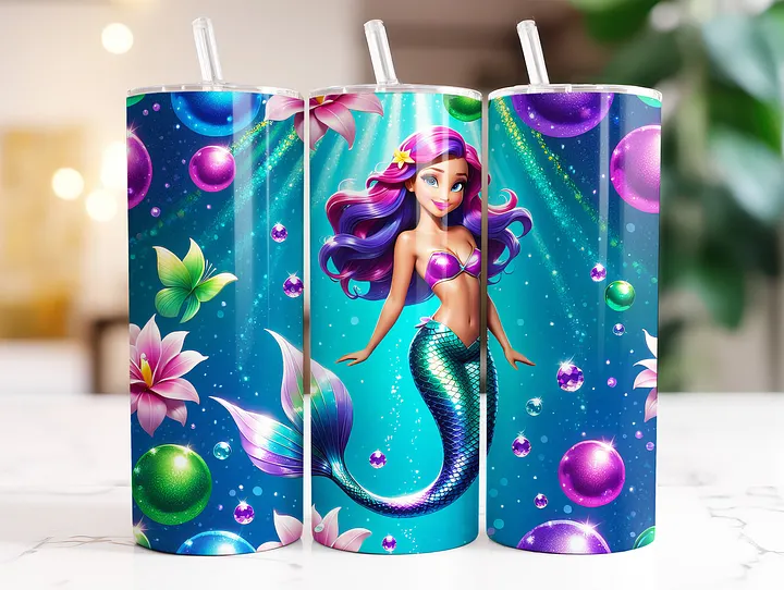 Mermaid Princess 20 oz Skinny Stainless Steel Tumbler - v3 product image (2)