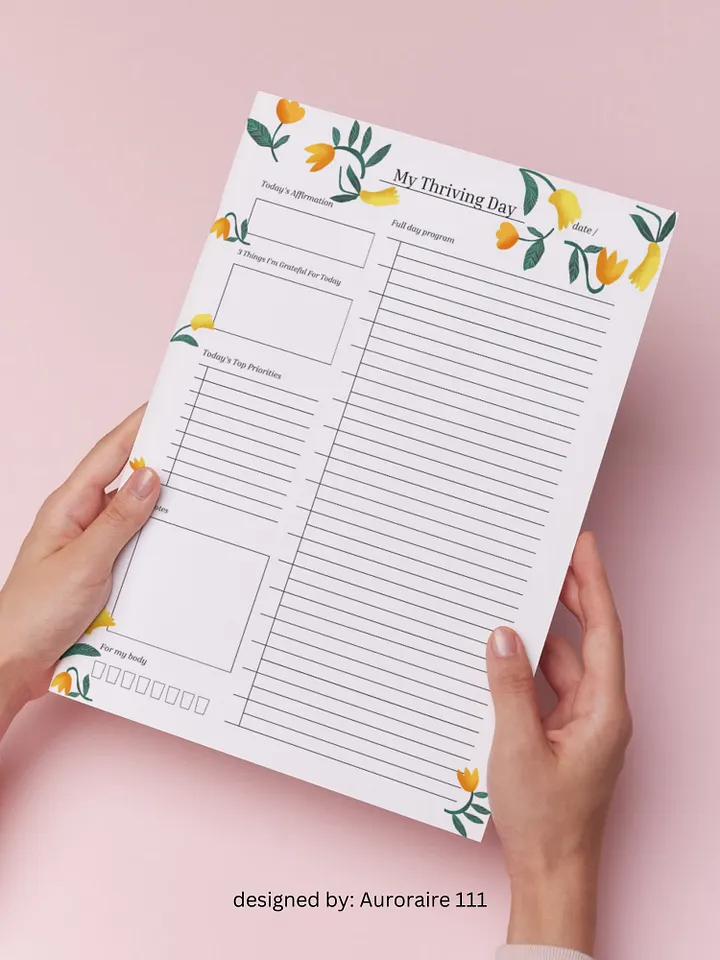 My Thriving Day - Printable Daily Planner | Digital Planner Page Download | Multiple Sizes Included product image (1)