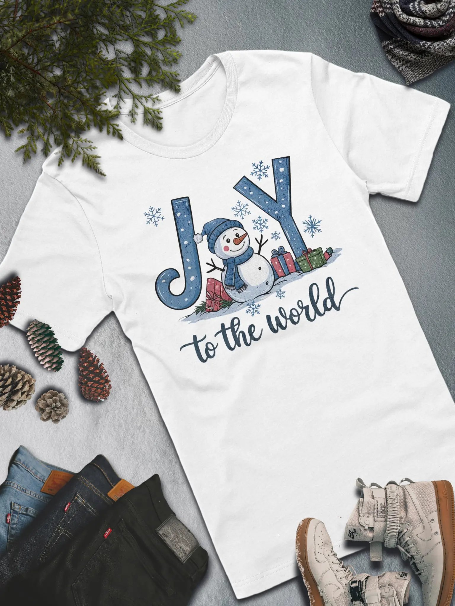 Joy to the World Snowman T-Shirt – Festive Holiday Cheer product image (1)