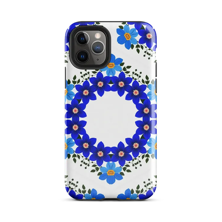 Tough Phone Case for iPhone® - Blue and Yellow Geometric Floral Design product image (2)