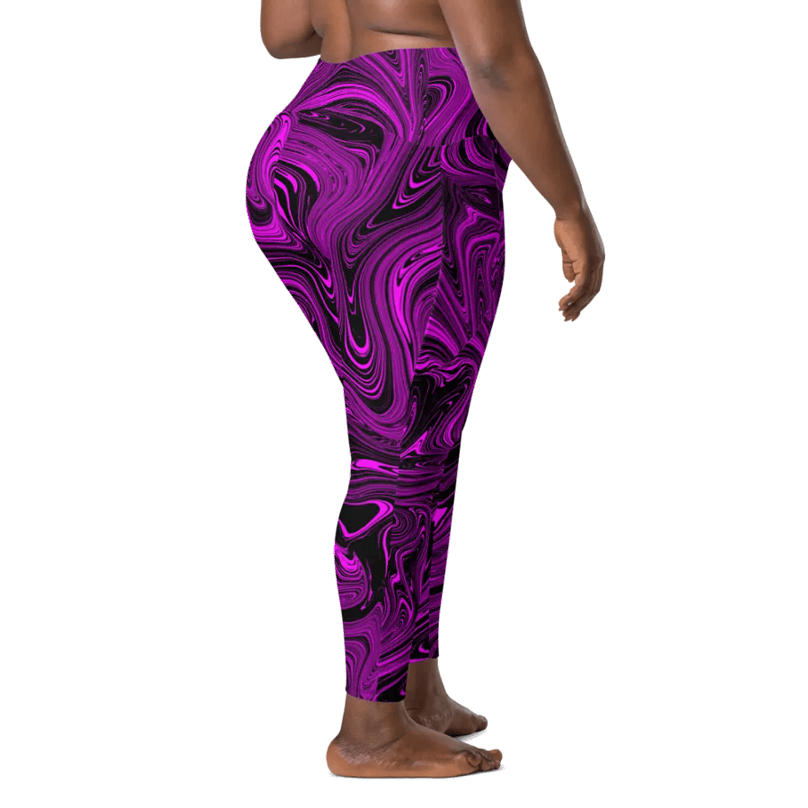 Leggings with Pockets - Purple and Black Fluid Swirls product image (10)