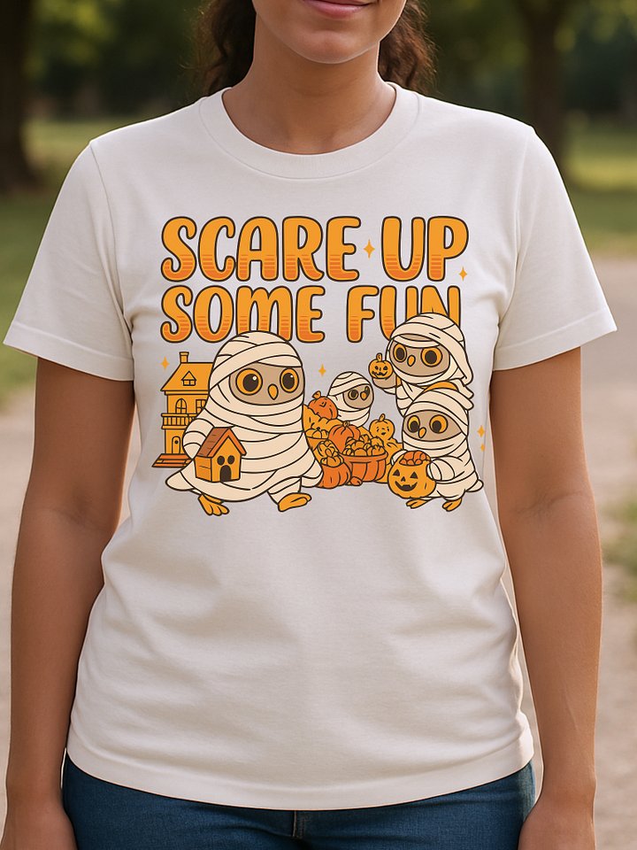 Scare Up Some Fun – Cartoon Mummy Owl Halloween Digital Print product image (2)