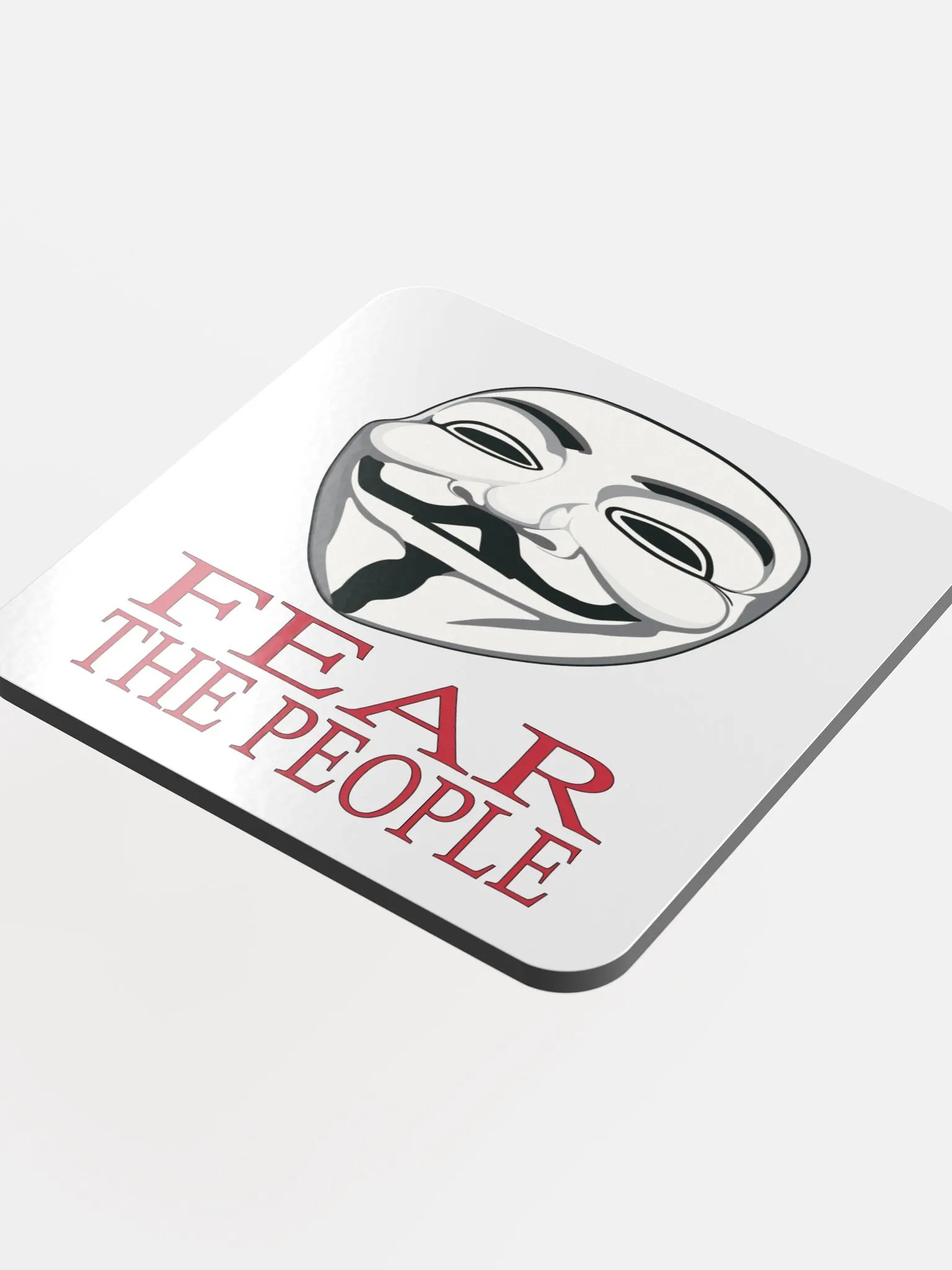 Fear The People - Red - Glossed Cork Coaster product image (1)